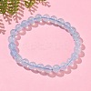 Natural Aquamarine Round Bead Stretch Bracelets for Men Women BJEW-U034-01D-02-2