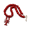Plastic Lobster Pendant Beaded Necklaces with Alloy End Chains NJEW-D336-01G-5