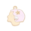 Light Gold Plated Alloy Enamel Pendants ENAM-M219-15KCG-01-1