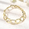 Brass Micro Pave Clear Cubic Zirconia Link Chain Bracelets for Women BJEW-H630-03G-2