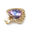 Real 18K Gold Plated Rack Plating Brass Micro Pave Clear Cubic Zirconia Pendants KK-C015-29G-12-2