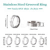 6Pcs 6 Style 202 & 201 Stainless Steel Stainless Steel Grooved Finger Ring for Men Women RJEW-YS0001-01-4