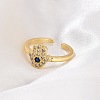 Rack Plating Brass Micro Pave Cubic Zirconia Open Cuff Finger Rings for Women RJEW-M028-98G-2