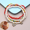 Bohemian Resin & Glass Seed Beaded Stretch Multi-Layered Anklet Sets WG187EB-06-1