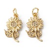 Brass Micro Pave Clear Cubic Zirconia Pendants ZIRC-P088-02G-1
