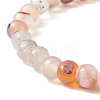 Natural Agate Round Beaded Stretch Bracelet BJEW-JB08614-04-4