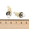 Feather Brass Clear Cubic Zirconia Stud Earrings KK-D301-12G-3