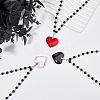 FIBLOOM 3Pcs 3 Colors Glass Heart Pendant Necklaces Set with Plastic Beaded Chains NJEW-FI0001-40-4