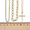 304 Stainless Steel Cross Pendant 3 Layer Necklaces for Women NJEW-F343-02G-7