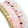 6Pcs 6 Style Natural & Synthetic Mixed Gemstone & Pearl & Resin Evil Eye Stretch Bracelets Set BJEW-JB08885-7