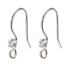 Anti-Tarnish Rhomdium Plated 925 Sterling Silver Micro Pave Single Cubic Zirconia Ear Wire STER-NH0001-66P-1