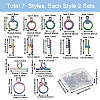 Biyun 14 Sets 7 Style Vacuum Plating 304 Stainless Steel Toggle Clasps STAS-BY0001-01-3