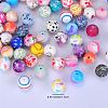 Printed Round with Polka Dot Pattern Silicone Focal Beads SI-JX0056A-134-2