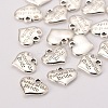 Wedding Theme Antique Silver Tone Tibetan Style Alloy Heart with Father of the Bride Rhinestone Charms TIBEP-N005-19C-2
