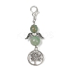Angel Natural Green Aventurine Beads & Alloy Tree Pendant Decorations HJEW-JM03075-3