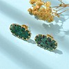 304 Stainless Steel Turquoise Oval Stud Earrings for Women EJEW-R010-01G-01-1