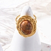 Oval Natural & Synthetic Gemstone Finger Rings RJEW-M063-01G-6