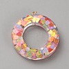 Transparent Glitter Resin Pendants RESI-TAC0005-025P-O-1