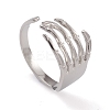Non-Tarnish 304 Stainless Steel Skull Open Cuff Rings for Women RJEW-G285-70P-1