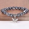 8MM Round Dyed Synthetic Malachite Beaded Stretch Bracelets with Alloy Butterfly Charms FQ7211-27-1