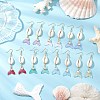 7 Pairs Natural Cowrie Shell Glass Dangle Earrings EJEW-JE06385-1