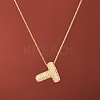 Brass Micro Pave Clear Cubic Zirconia Initial Pendant Necklaces for Women FS-WGDC51D-20-1
