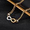 304 Stainless Steel with Polymer Clay Rhinestones Infinity Pendant Necklaces for Women NJEW-Z065-04G-2