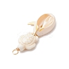 4Pcs 4 Styles Natural Cowrie Shell & Dyed Synthetic Turquoise Turtle Copper Wire Wrapped Pendants PALLOY-JF04035-02-5