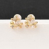 Brass Micro Pave Clear Cubic Zirconia Stud Earring EJEW-C158-15B-G-1
