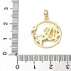 Flat Round with Shell Shape Brass Micro Pave  Clear Cubic Zirconia Pendant Cabochon Settings KK-P334-17G-01-3