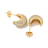 Teardrop Brass Pave Clear Cubic Zirconia Stud Earrings EJEW-M258-67G-2