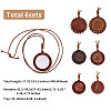 DIY Flat Round Wood Pendant Neckalces Making Kits DIY-CA0007-06-2