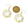 Flower Shell Pearl & Non-magnetic Synthetic Hematite Bead Dangle Earrings EJEW-JE05773-2