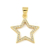 Star Rack Plating Brass Micro Pave Clear Cubic Zirconia Pendants KK-Z053-07G-1