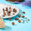  24Pcs 3 Styles Walnut Wood Flat Round Stud Earrings with 304 Stainless Steel Pin for Women EJEW-TA0001-25-13