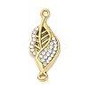 304 Stainless Steel Crystal Rhinestone Leaf Connector Charms LS-STAS-V003-06G-1