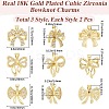 6Pcs 3 Styles Rack Plating Brass Micro Pave Clear Cubic Zirconia Pendants KK-BBC0015-26-2