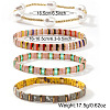 5Pcs Glass Seed Bead & Brass Beads Stretch Bracelets for Women GJ3337-1-4