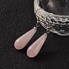 Teardrop Platinum Tone Brass Natural Rose Quartz Dangle Earrings EJEW-M058-10-1