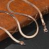 4mm Rack Plating Brass Flat Snake Chain Necklaces for Women Men MAK-L044-14RG-1