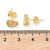 Heart Brass Micro Pave Clear Cubic Zirconia Stud Earrings EJEW-P336-03G-5