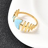 Ocean Theme 304 Stainless Steel & Enamel Cuff Rings for Women RJEW-F192-01D-G-3