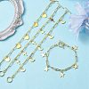 Golden 304 Stainless Steel Charm Bracelets with Brass Paperclip Chains BJEW-JB10031-2