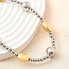 Two Tone Brass Round and Oval Beaded Necklaces NJEW-D314-08PG-2