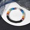 Dyed Natural Lava Rock & Pearl Beaded Stretch Bracelet BJEW-JB09724-2