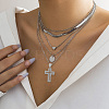 6Pcs Cross Brass Micro Pave Clear Cubic Zirconia Pendants KK-BBC0016-27-6