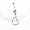 Minimalist Fashion Brass Cubic Zirconia Heart Belly Button Rings for Women JF4184-1