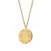 Stylish 304 Stainless Steel Crystal Rhinestone Flat Round with Tree Pendant Necklaces for Women LJ7158-2-2