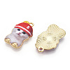 Printed Light Gold Tone Alloy Pendants ENAM-N056-208F-1