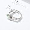 Horse Eye Glass Cubic Zirconia Cuff Rings RJEW-G337-17P-3